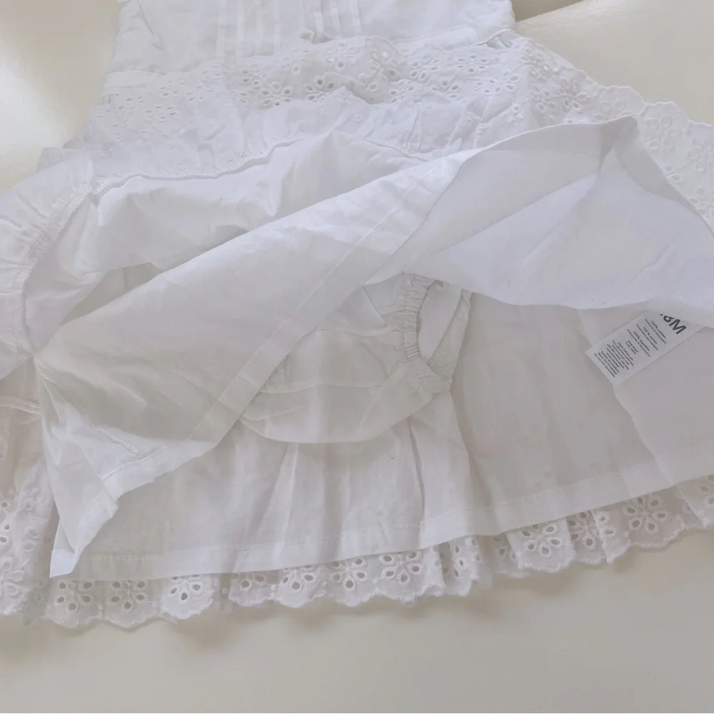 Osh Kosh B’gosh Baby Girl White Flutter Sleeve Eyelet Dress Size 18 Months NWT